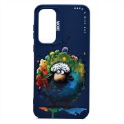 Чехол Samsung A35 силикон с принтом овечка синий
