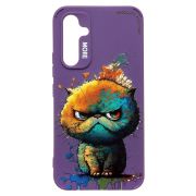 Чехол Samsung A54/A546 силикон с принтом кот фиолетовый