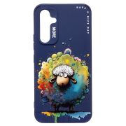 Чехол Samsung A54/A546 силикон с принтом овечка синий