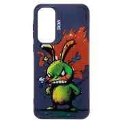 Чехол Samsung A55 силикон с принтом заяц синий