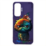 Чехол Samsung A55 силикон с принтом кот фиолетовый