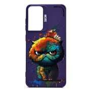 Чехол Samsung S21FE силикон с принтом кот фиолетовый