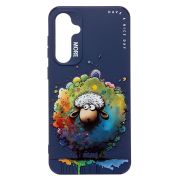 Чехол Samsung S23FE силикон с принтом овечка синий