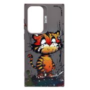 Чехол Samsung S23 Ultra силикон с принтом тигр серый серый
