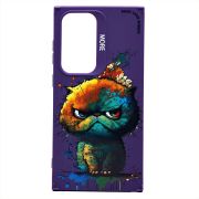 Чехол Samsung S24 Ultra силикон с принтом кот фиолетовый