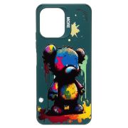 Чехол Xiaomi Redmi 12 силикон с принтом медведь зелёный