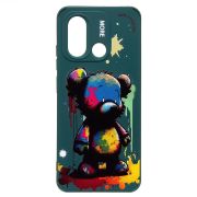 Чехол Xiaomi Redmi 12C/Poco C55 силикон с принтом медведь зелёный