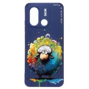 Чехол Xiaomi Redmi 12C/Poco C55 силикон с принтом овечка синий