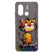 Чехол Xiaomi Redmi 12C/Poco C55 силикон с принтом тигр серый