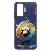 Чехол Xiaomi Redmi Note 11 4G Global силикон с принтом овечка синий