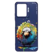 Чехол Xiaomi Redmi Note 12 4G силикон с принтом овечка синий