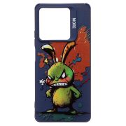 Чехол Xiaomi Redmi Note 13 5G Global силикон с принтом заяц синий