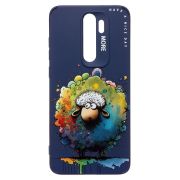 Чехол Xiaomi Redmi Note 8 Pro силикон с принтом овечка синий