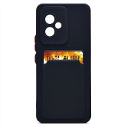 Чехол Honor 100 силикон матовый с картхолдером и контрастными кнопками чёрный