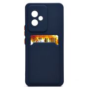 Чехол Honor 100 силикон матовый с картхолдером и контрастными кнопками синий