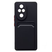 Чехол Honor 200 Pro силикон матовый с картхолдером и контрастными кнопками чёрный