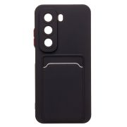 Чехол Infinix Hot 50 5G силикон матовый с картхолдером и контрастными кнопками чёрный