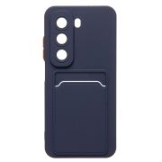 Чехол Infinix Hot 50 5G силикон матовый с картхолдером и контрастными кнопками синий