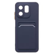 Чехол Infinix Hot 50i силикон матовый с картхолдером и контрастными кнопками синий