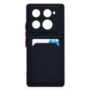 Чехол Infinix Note 40 Pro 4G силикон матовый с картхолдером и контрастными кнопками чёрный