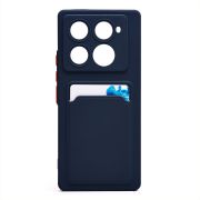 Чехол Infinix Note 40 Pro 4G силикон матовый с картхолдером и контрастными кнопками синий
