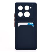 Чехол Infinix Note 40 Pro+ 5G силикон матовый с картхолдером и контрастными кнопками синий