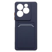 Чехол Infinix Note 40X 5G силикон матовый с картхолдером и контрастными кнопками синий