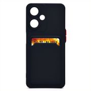 Чехол Oppo A59 5G 2023 силикон матовый с картхолдером и контрастными кнопками чёрный