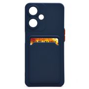 Чехол Oppo A59 5G 2023 силикон матовый с картхолдером и контрастными кнопками синий