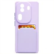 Чехол Oppo Reno 11 Pro силикон матовый с картхолдером и контрастными кнопками сиреневый