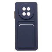 Чехол Realme 12 5G силикон матовый с картхолдером и контрастными кнопками синий