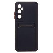 Чехол Realme C65 силикон матовый с картхолдером и контрастными кнопками чёрный