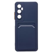 Чехол Realme C65 силикон матовый с картхолдером и контрастными кнопками синий