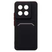 Чехол Xiaomi 14 Pro силикон матовый с картхолдером и контрастными кнопками чёрный