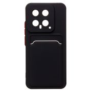 Чехол Xiaomi 14 силикон матовый с картхолдером и контрастными кнопками чёрный