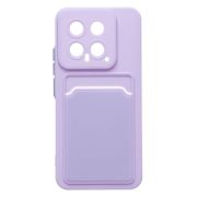 Чехол Xiaomi 14 силикон матовый с картхолдером и контрастными кнопками сиреневый