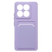 Чехол Xiaomi 14T Pro силикон матовый с картхолдером и контрастными кнопками сиреневый