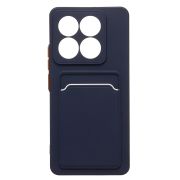 Чехол Xiaomi 14T силикон матовый с картхолдером и контрастными кнопками синий