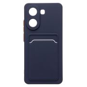 Чехол Xiaomi Poco X7 Pro силикон матовый с картхолдером и контрастными кнопками синий