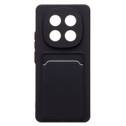 Чехол Xiaomi Poco X7 силикон матовый с картхолдером и контрастными кнопками чёрный