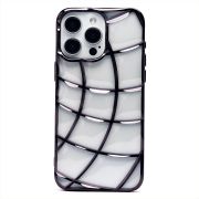 Чехол iPh 15 Pro Max силикон объёмный прозрачный/чёрный