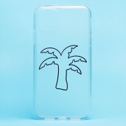 Чехол iPh 11 силикон белый с чёрным рисунком