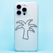 Чехол iPh 15 Pro Max силикон белый с чёрным рисунком