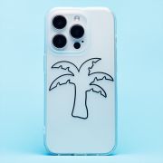 Чехол iPh 15 Pro силикон белый с чёрным рисунком