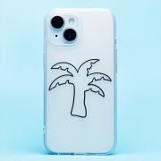 Чехол iPh 15 силикон белый с чёрным рисунком