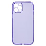 Чехол iPh 12 Pro Max силикон с защитой камеры прозрачный/фиолетовый