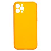 Чехол iPh 12 Pro силикон с защитой камеры прозрачный/оранжевый