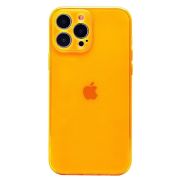 Чехол iPh 13 Pro Max силикон с защитой камеры прозрачный/оранжевый