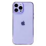 Чехол iPh 13 Pro Max силикон с защитой камеры прозрачный/фиолетовый
