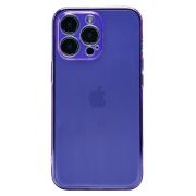 Чехол iPh 13 Pro силикон с защитой камеры прозрачный/фиолетовый